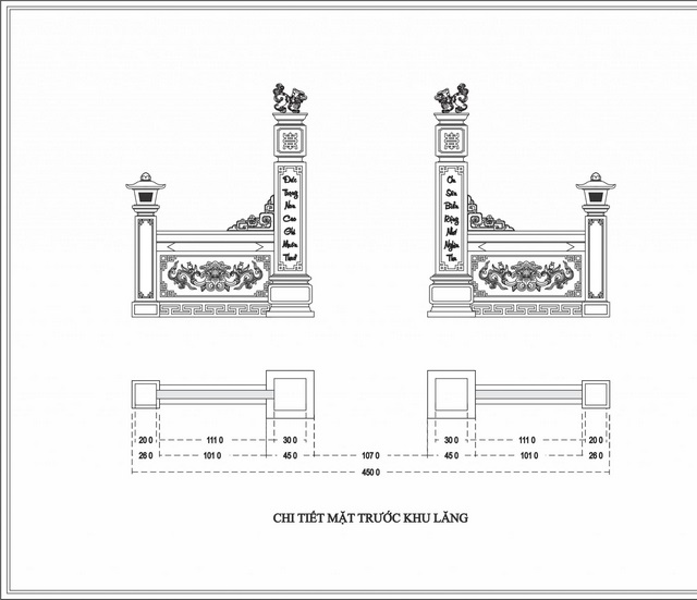 Bản vẽ mặt trước khu lăng mộ